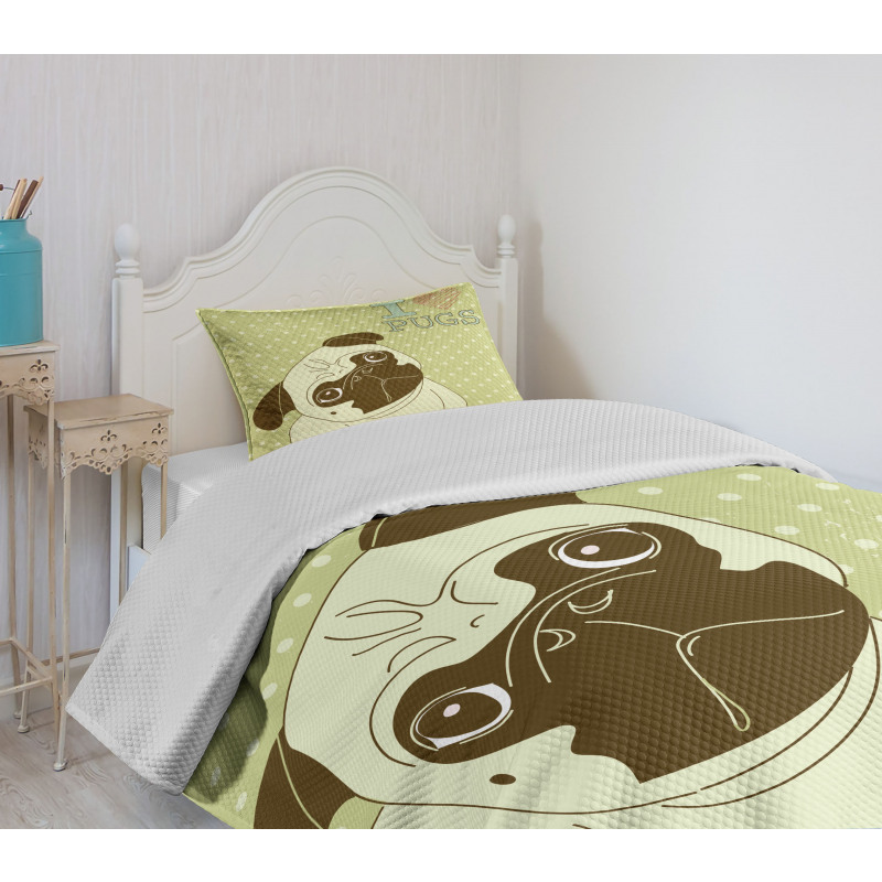 Tilted Head Dog Funny Bedspread Set