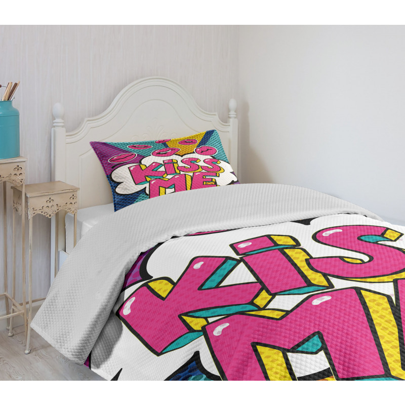 Word Bubble Pop Art Style Bedspread Set