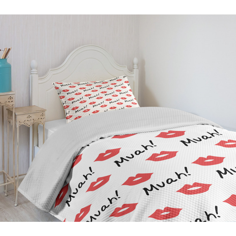 Red Woman Lips Romance Bedspread Set