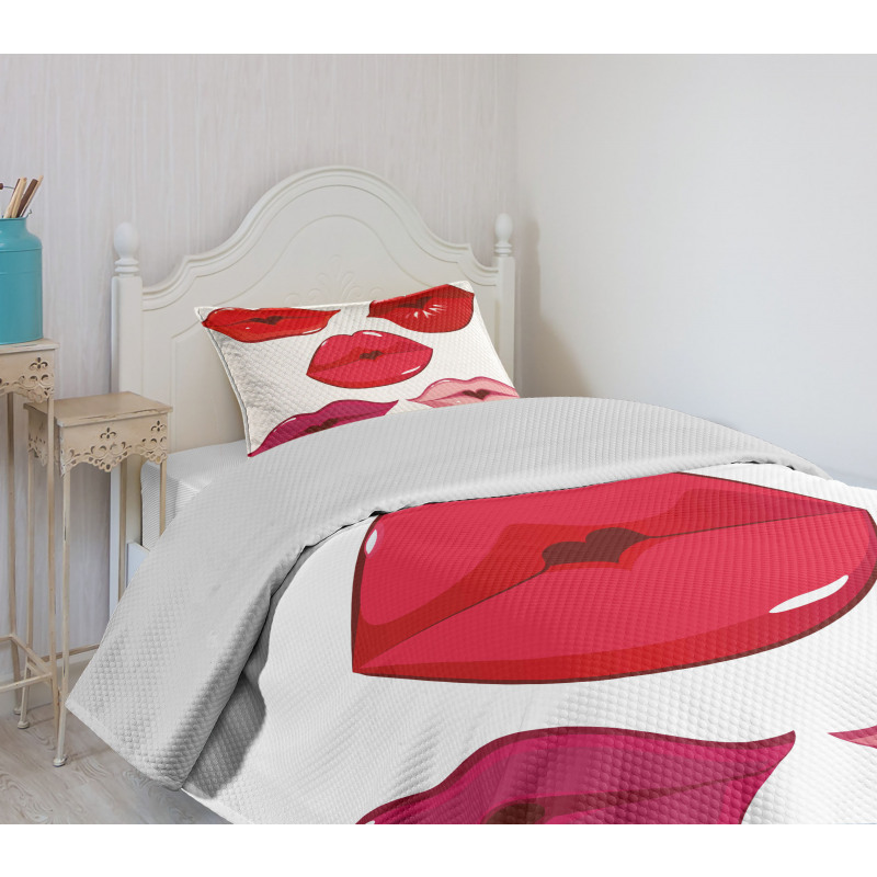 Woman Lips Kiss Affection Art Bedspread Set