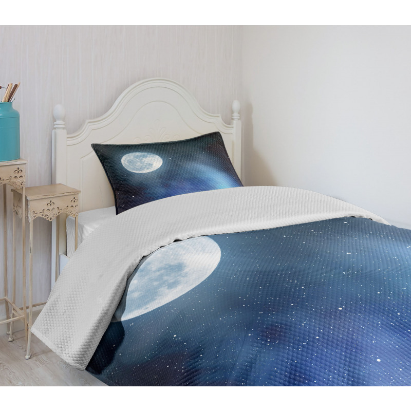 Starry Night Sky Full Moon Bedspread Set