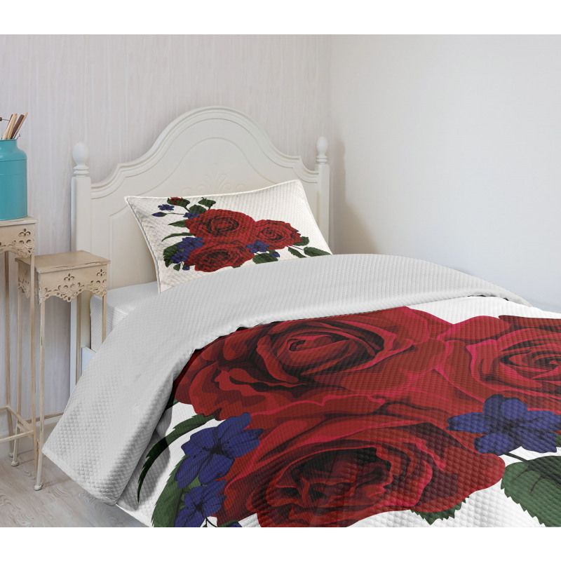 Red Bloom Gentle Florets Bedspread Set