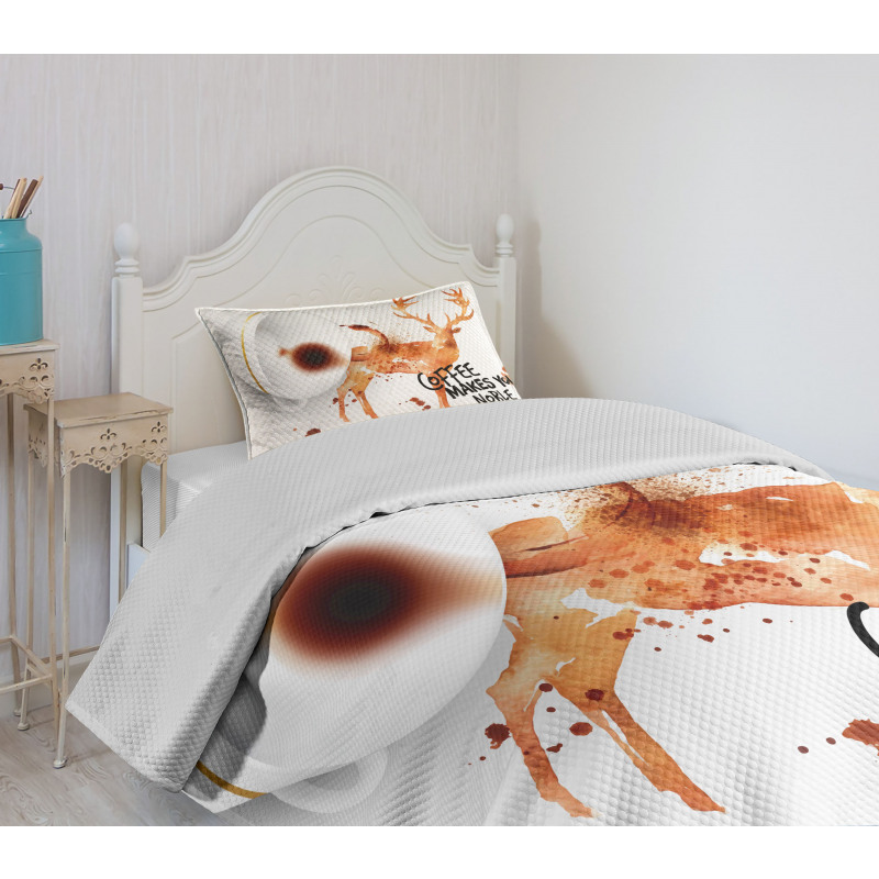 Deer Antlers Nature Bedspread Set