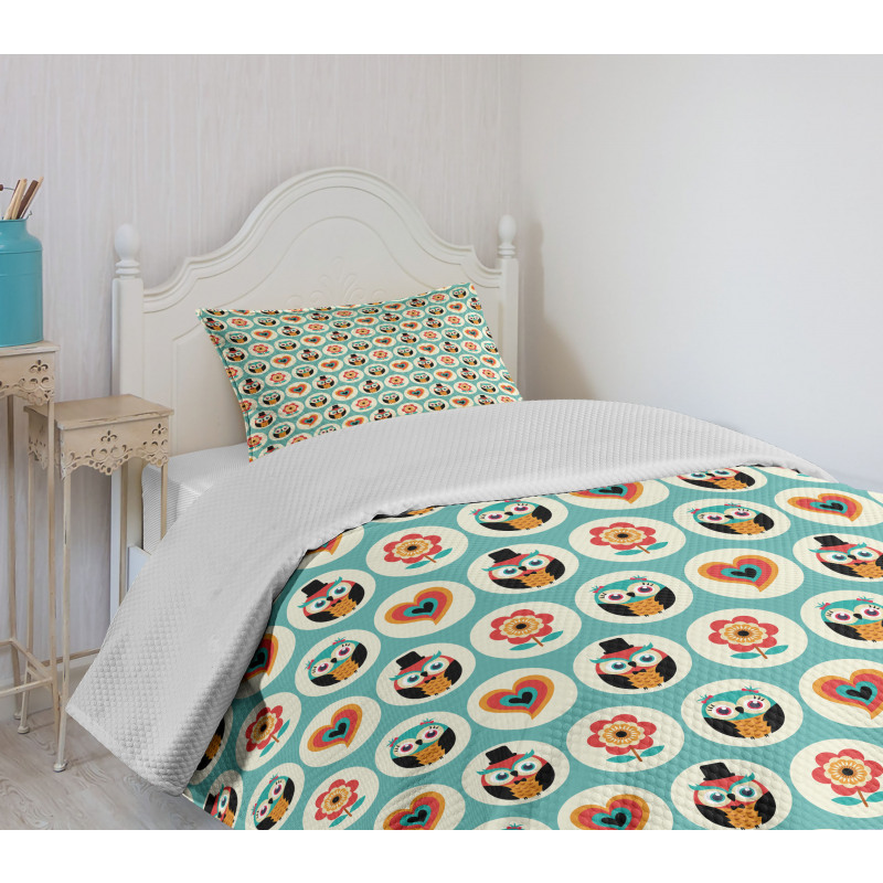 Clothed Owls Male Female Bedspread Set