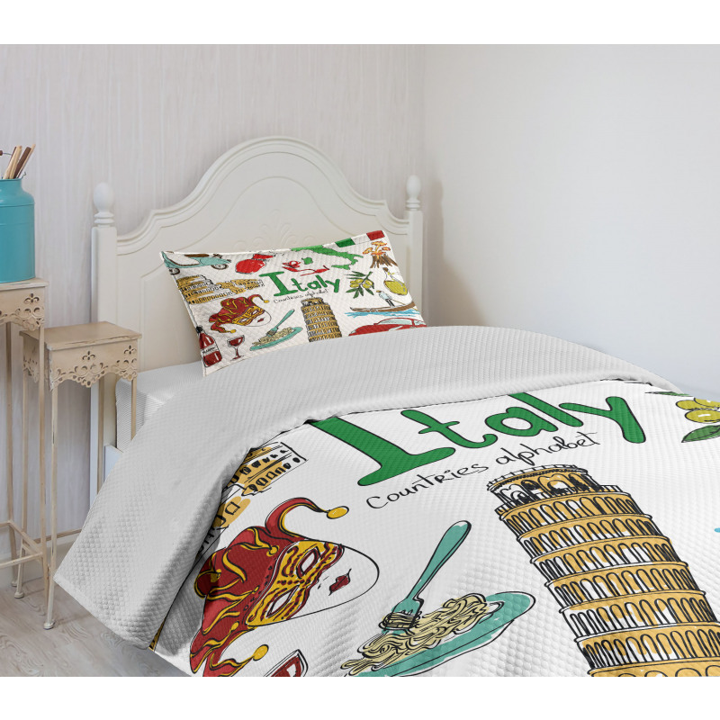 Fun Colorful Sketch Style Bedspread Set