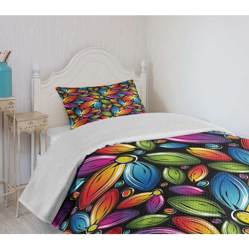 Colorful Flowers Vintage Bedspread Set