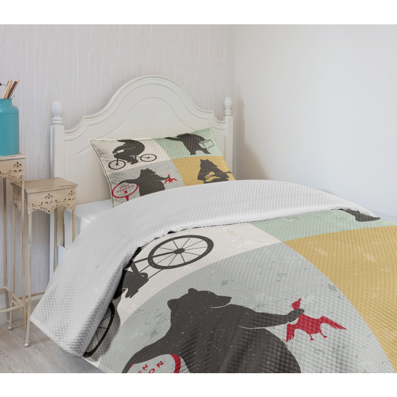 Funny Frames Drawing Style Bedspread Set