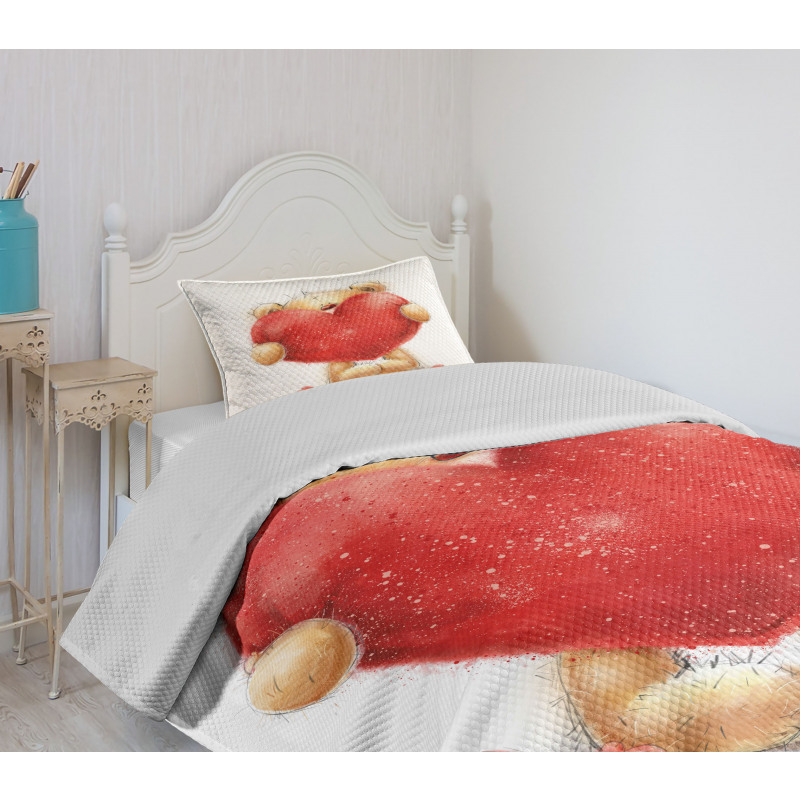 Romantic Mascot Red Heart Bedspread Set