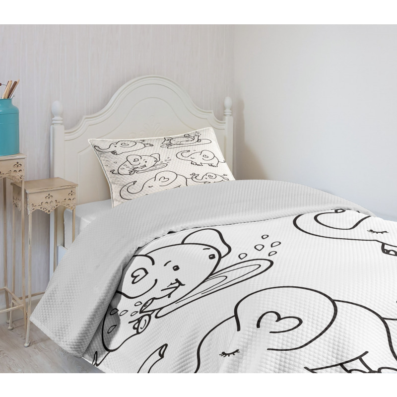 Monochrome Doodle Bedspread Set