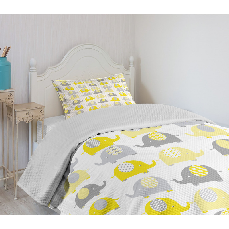 Cartoon Elephants Set Bedspread Set