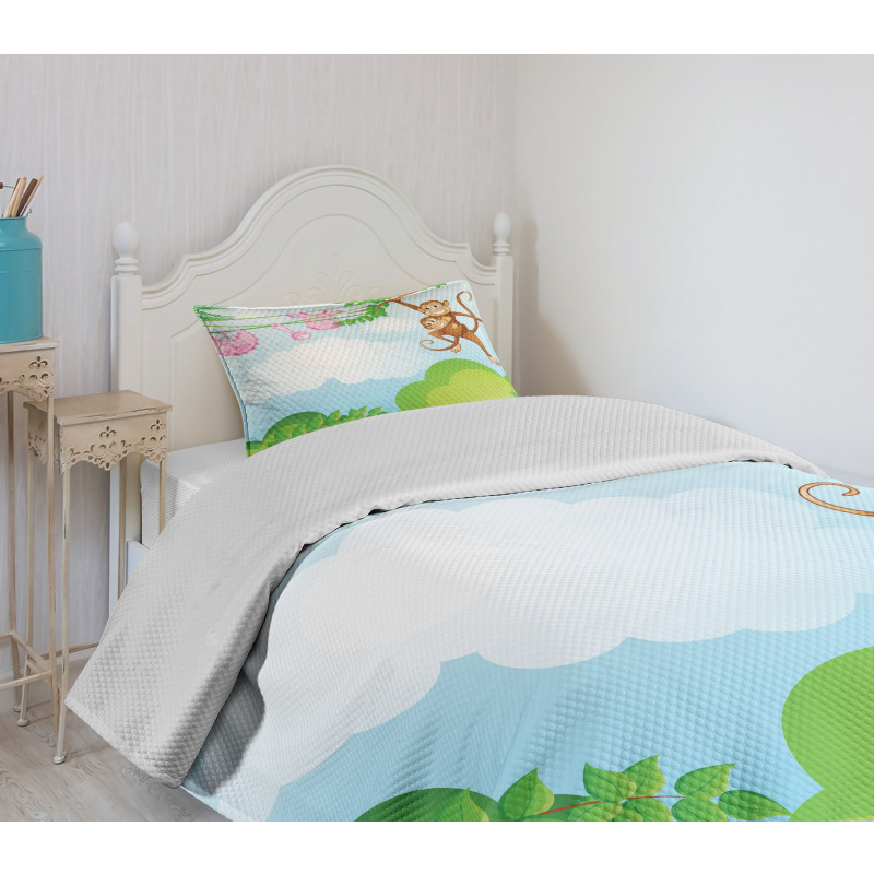 Monkey Swinging Kid Bedspread Set