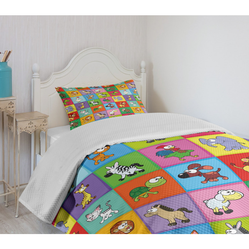 Funny Young Animals Bedspread Set