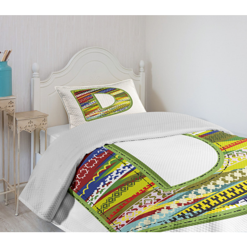 Letter Ornament Retro Bedspread Set