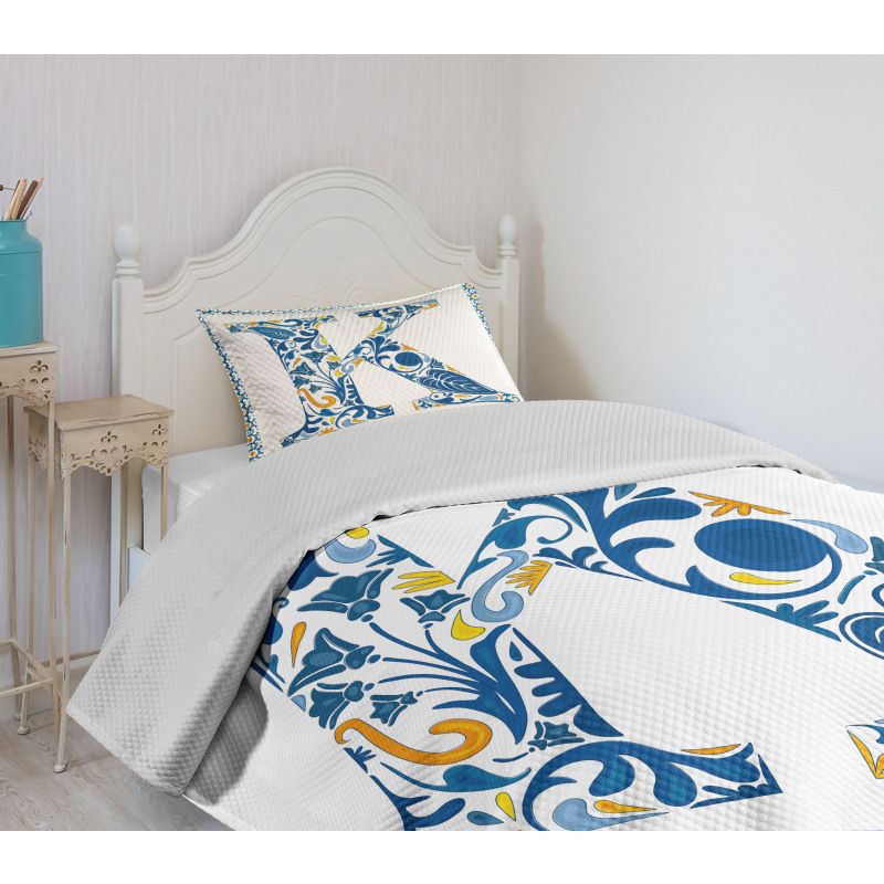 Leaves Blooms Initial Bedspread Set