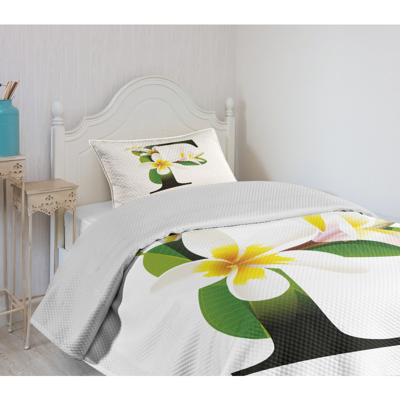 Frangipani Green Theme Bedspread Set