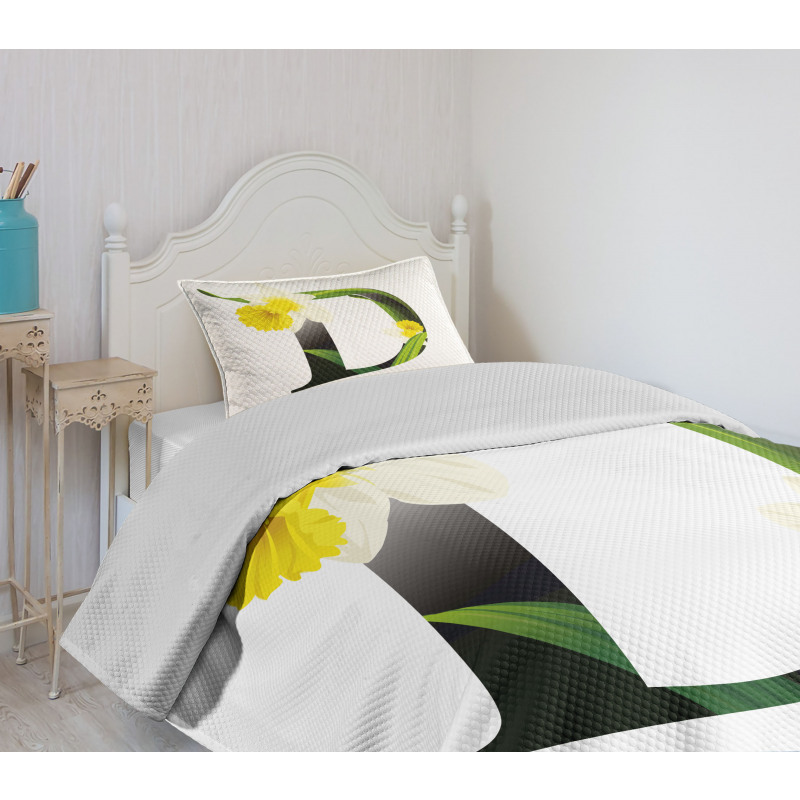 D Silhouette Daffodils Bedspread Set