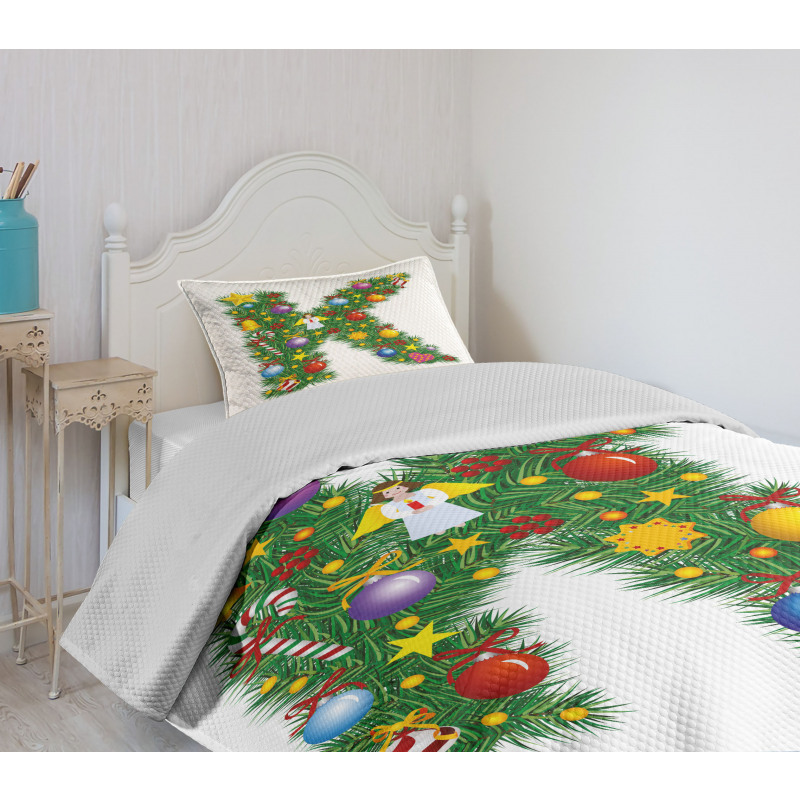 Tree Font Xmas Bedspread Set