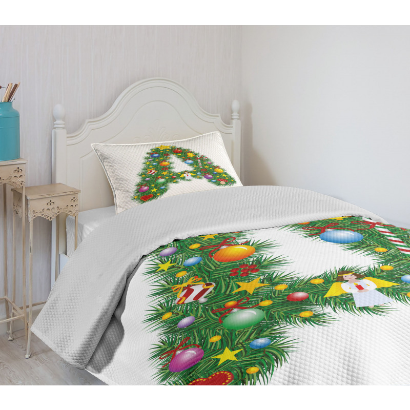 Winter Festivity Font Bedspread Set