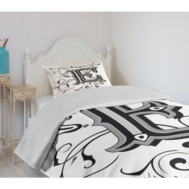 Capitaized Sign Swirls Bedspread Set