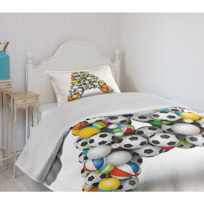 Sports Balls Stacked Bedspread Set