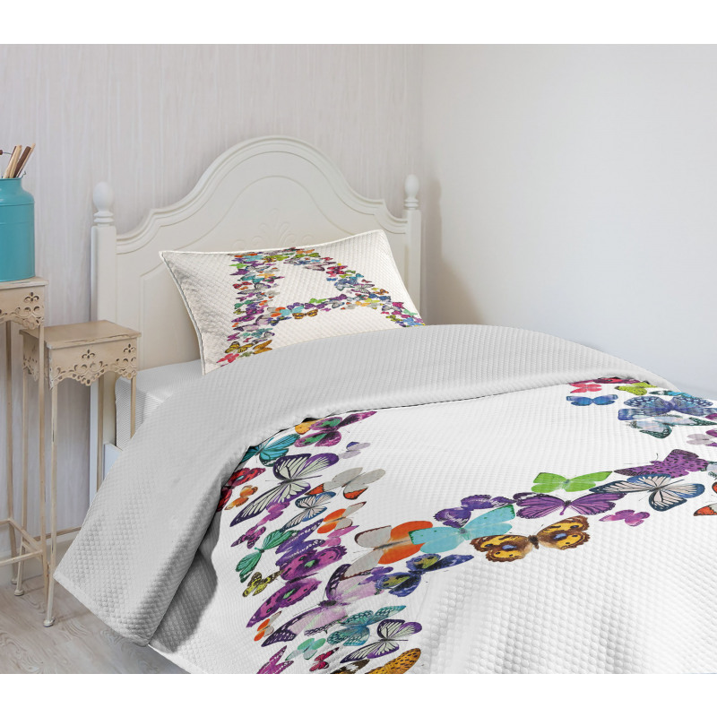 Butterfly Font Style Bedspread Set