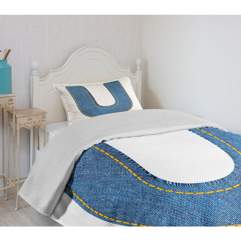 Denim Letter Alphabet Bedspread Set