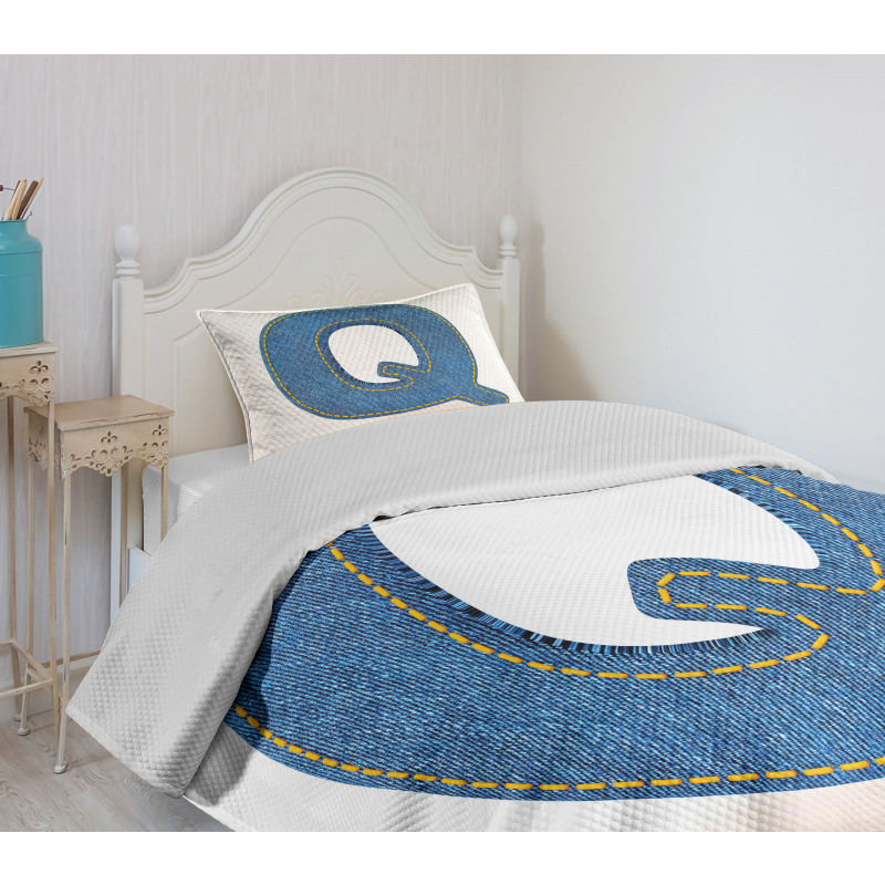 Conceptual Denim Font Bedspread Set