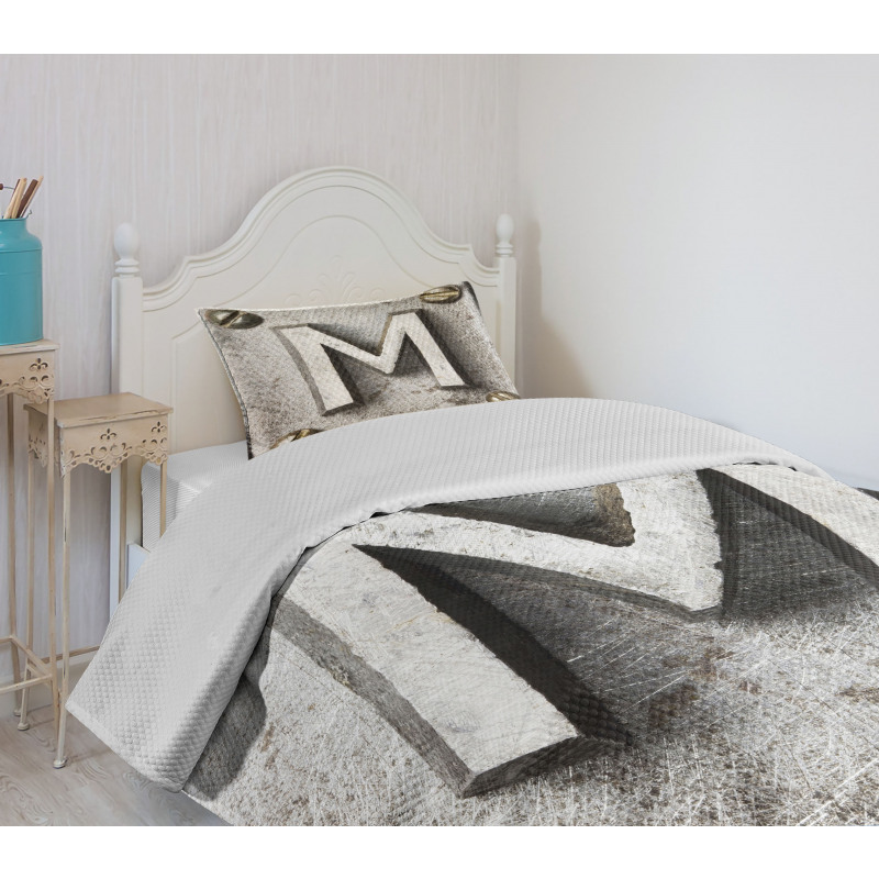 Steel Typeset Grunge Bedspread Set