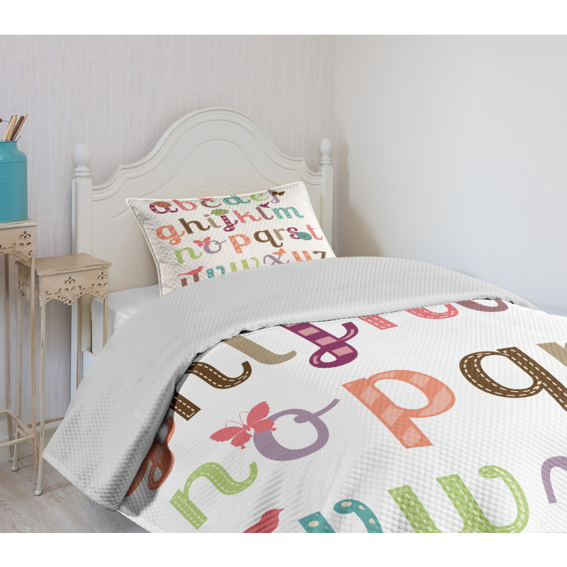 Girly Feminine Alphabet Bedspread Set