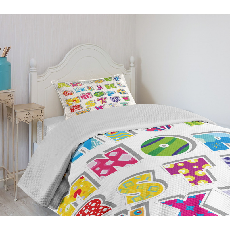 Alphabet Set Colorful Bedspread Set