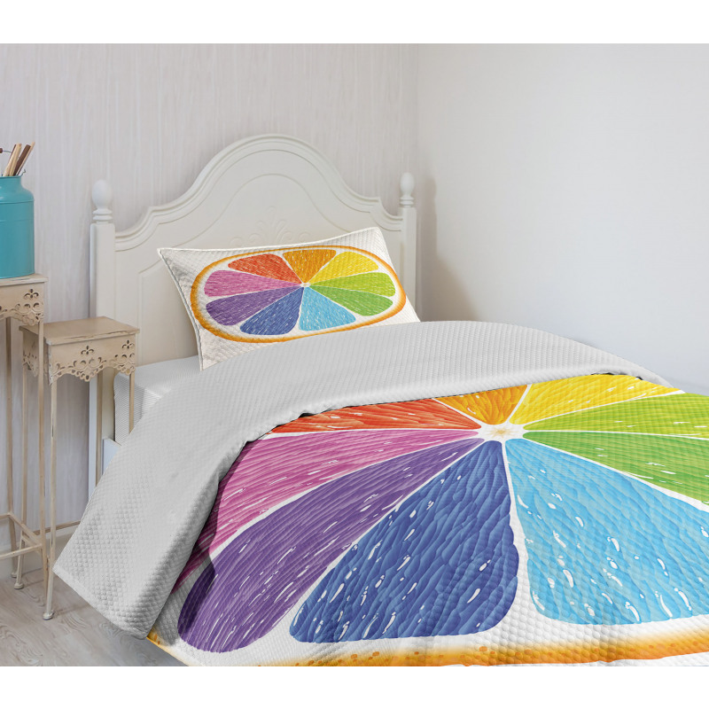 Rainbow Colored Orange Bedspread Set