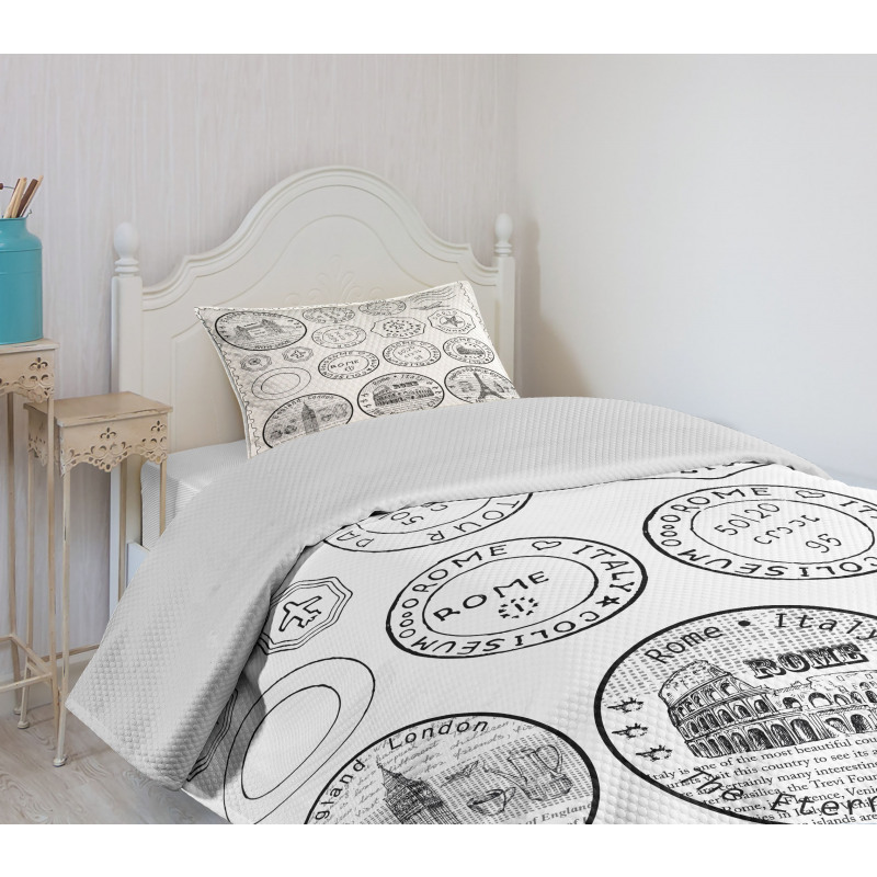 Stamps Famous Landmarks Bedspread Set