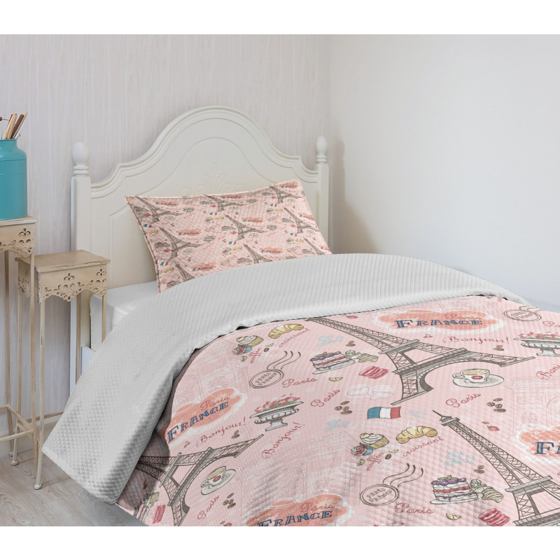 Croissant Macaroon Muffin Bedspread Set