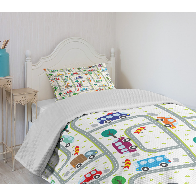 Children on Traffic Bedspread Set