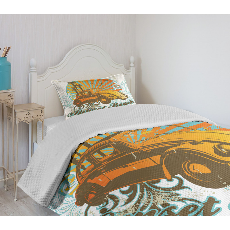 Summer Season Design Car Bedspread Set