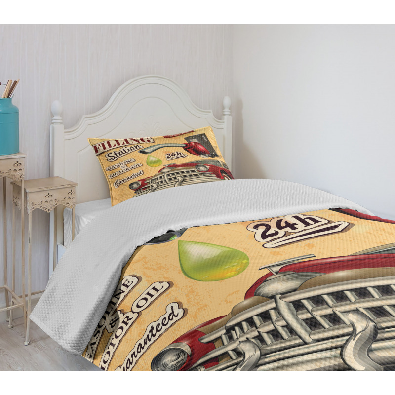 Gasoline Station Vehicle Bedspread Set