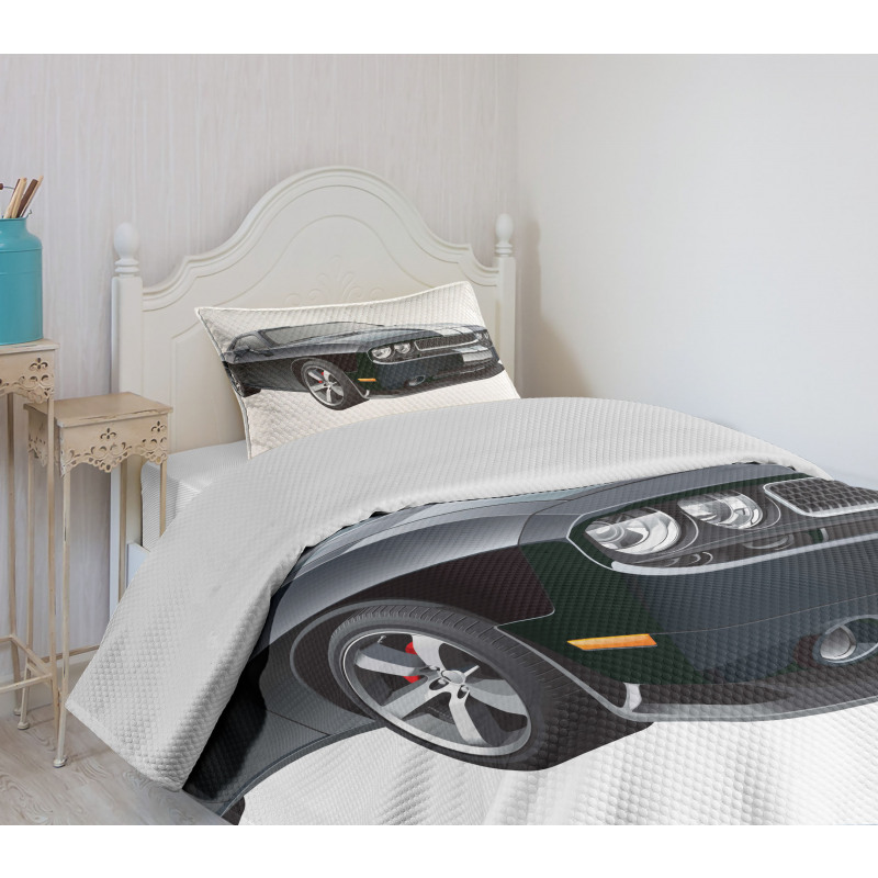 Black Modern Ride Design Bedspread Set