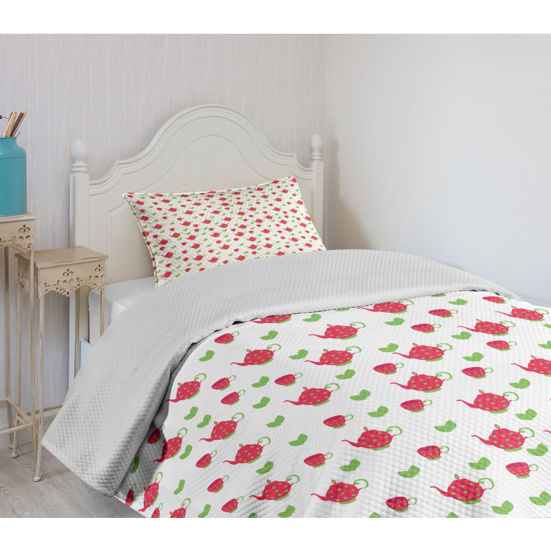 Teapots Polka Dots Bedspread Set