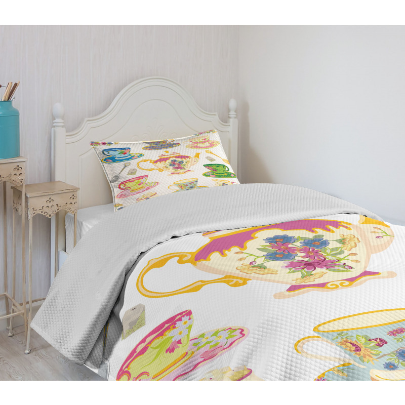 Vivid Teacups Sweets Bedspread Set