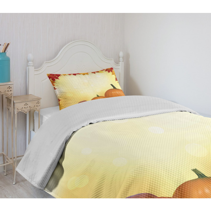 Mushrooms Pumpkins Bedspread Set