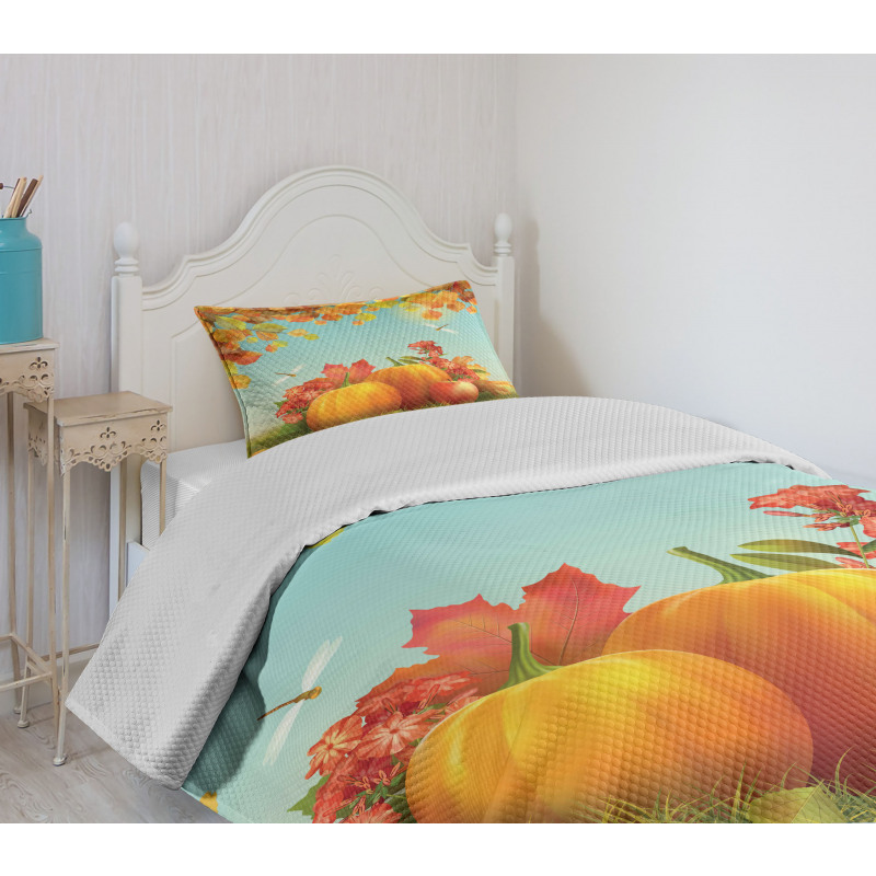 Fall Season Yield Leaf Bedspread Set