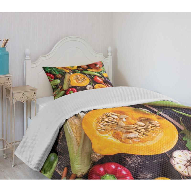 Fresh Vegetables Table Bedspread Set