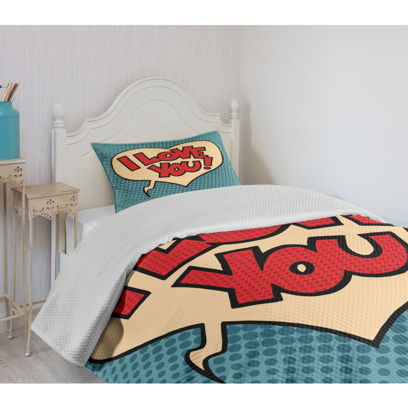 Pop Art Style Comic Bedspread Set