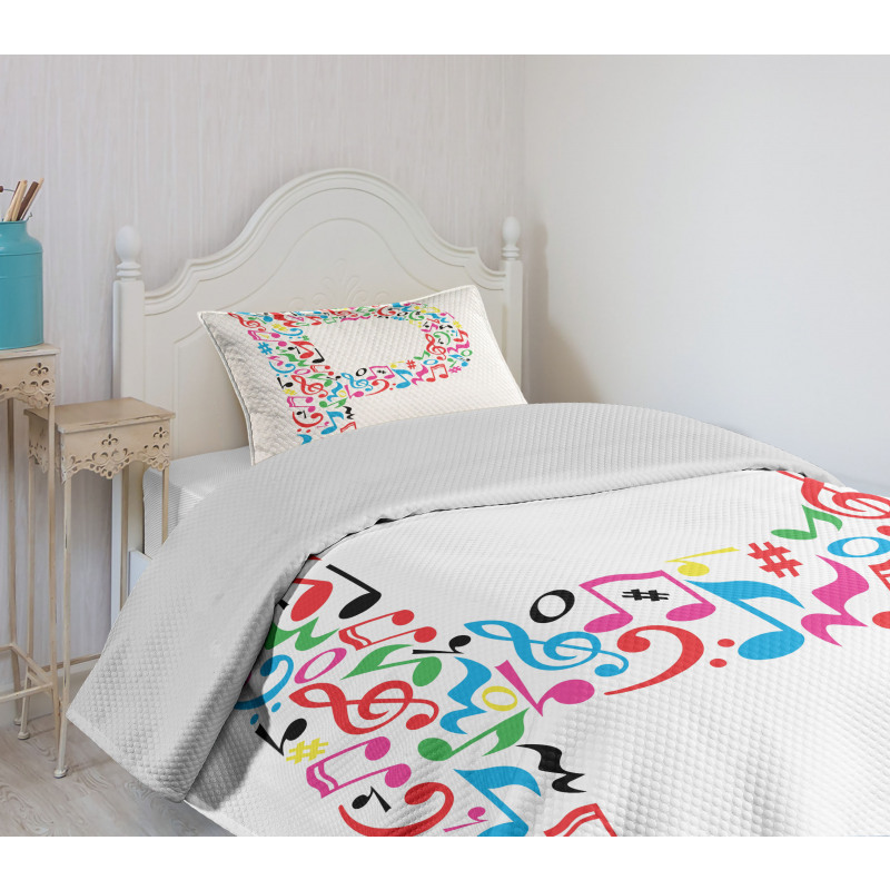 Music Notes Uppercase Bedspread Set