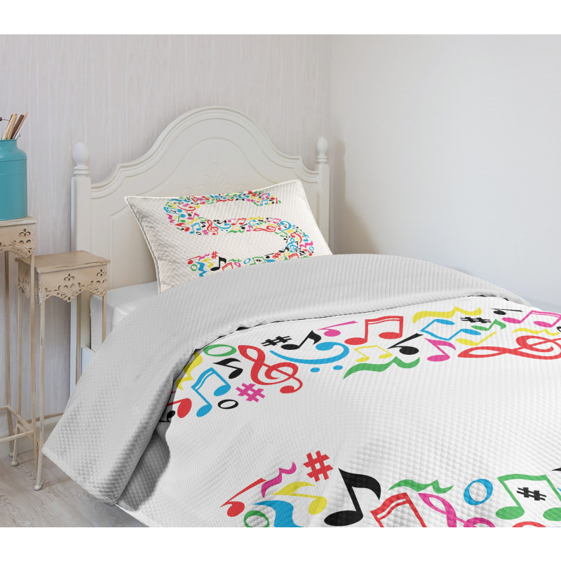 S with Musical Pattern Bedspread Set