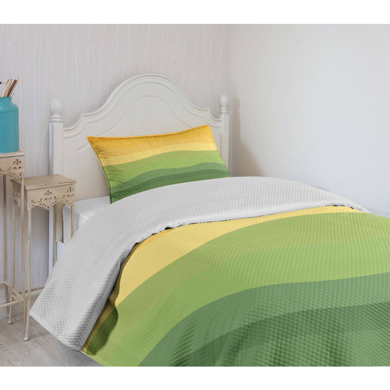 Wavy Lines Waves Earth Bedspread Set