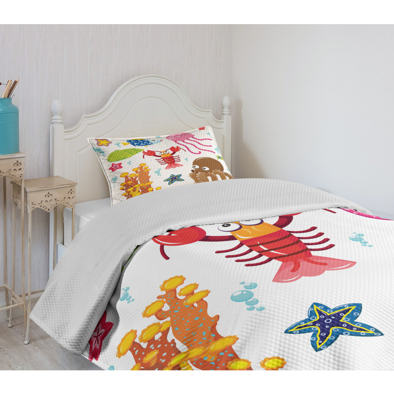 Underwater Wildlife Fun Bedspread Set