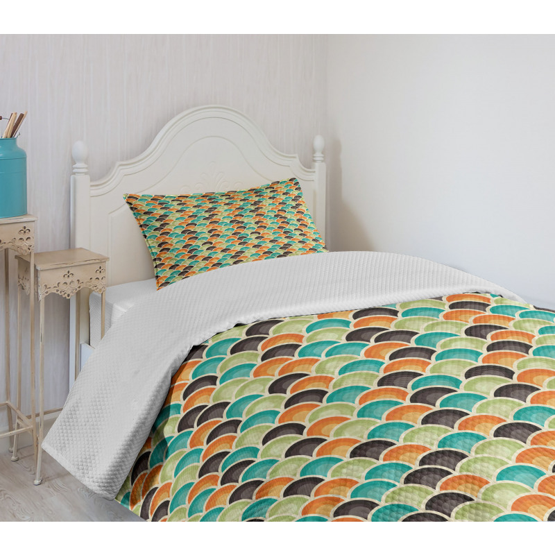 Colorful Half Circles Bedspread Set