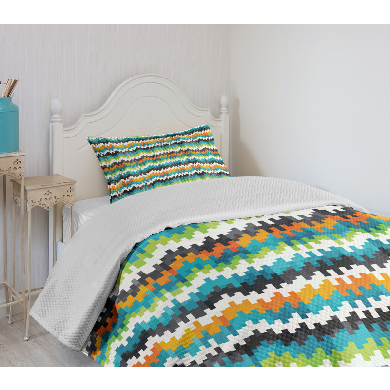 Trippy Forms Motif Bedspread Set