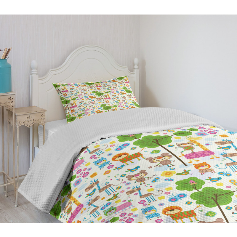 Happy Jungle Zoo Animals Bedspread Set